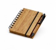   Brinde caderno A6 de bambu ecológico personalizado FBCP-93486