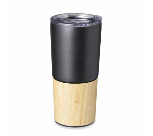 Copo térmico personalizado com detalhe em bambu 600 ml - FBCT-04084