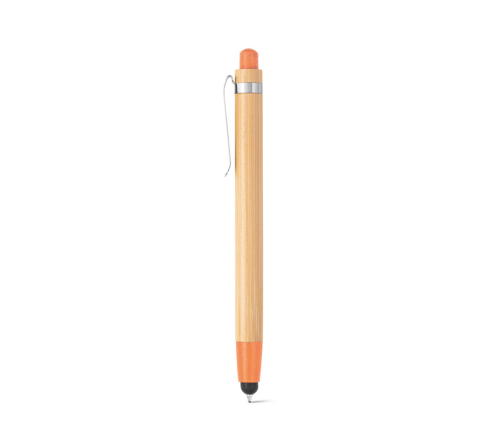 Brinde caneta em bambu touch personalizada