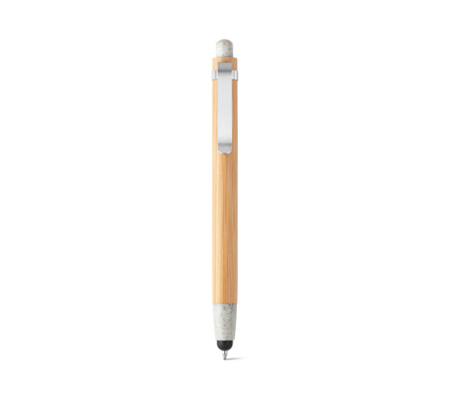 Brinde caneta em bambu touch personalizada