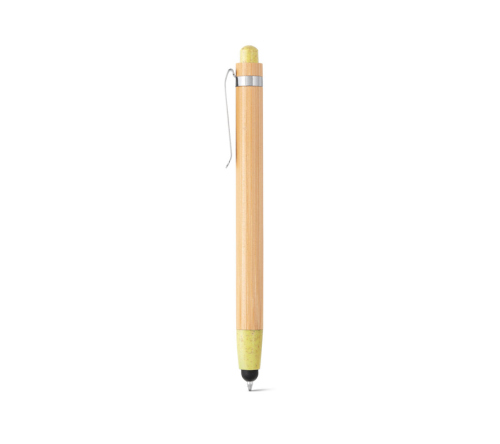 Brinde caneta em bambu touch personalizada