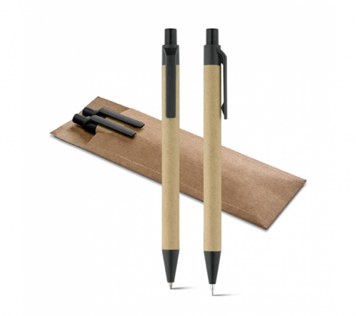 Conjunto esferográfica e lapiseira em papel kraft