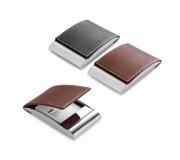   Brinde porta cartão metal e couro sintético personalizado