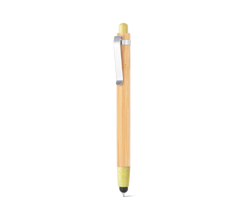 Brinde caneta em bambu touch personalizada