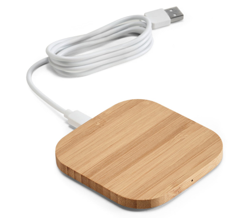 Brinde carregador wireless em bambu personalizado