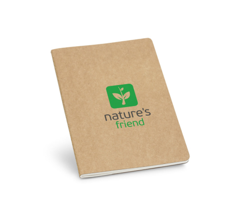 Bloco A5 em cartão kraft reciclado 80 paginas pautadas 144 x 210 mm