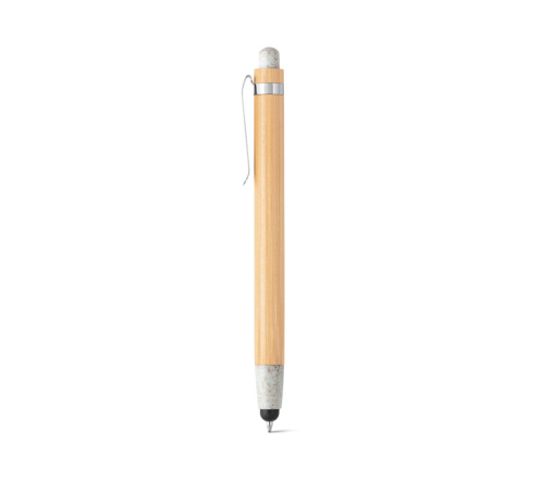 Brinde caneta em bambu touch personalizada