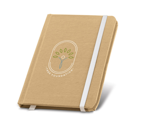 Bloco tipo moleskine reciclado 80 folhas lisas. 100 x 140 mm