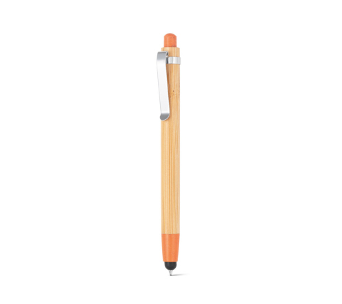 Brinde caneta em bambu touch personalizada