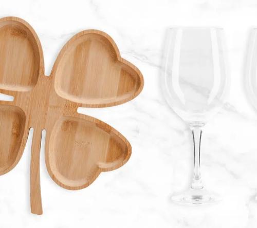 Kit Queijo e Vinho com Tábua Redonda - 8 Pçs