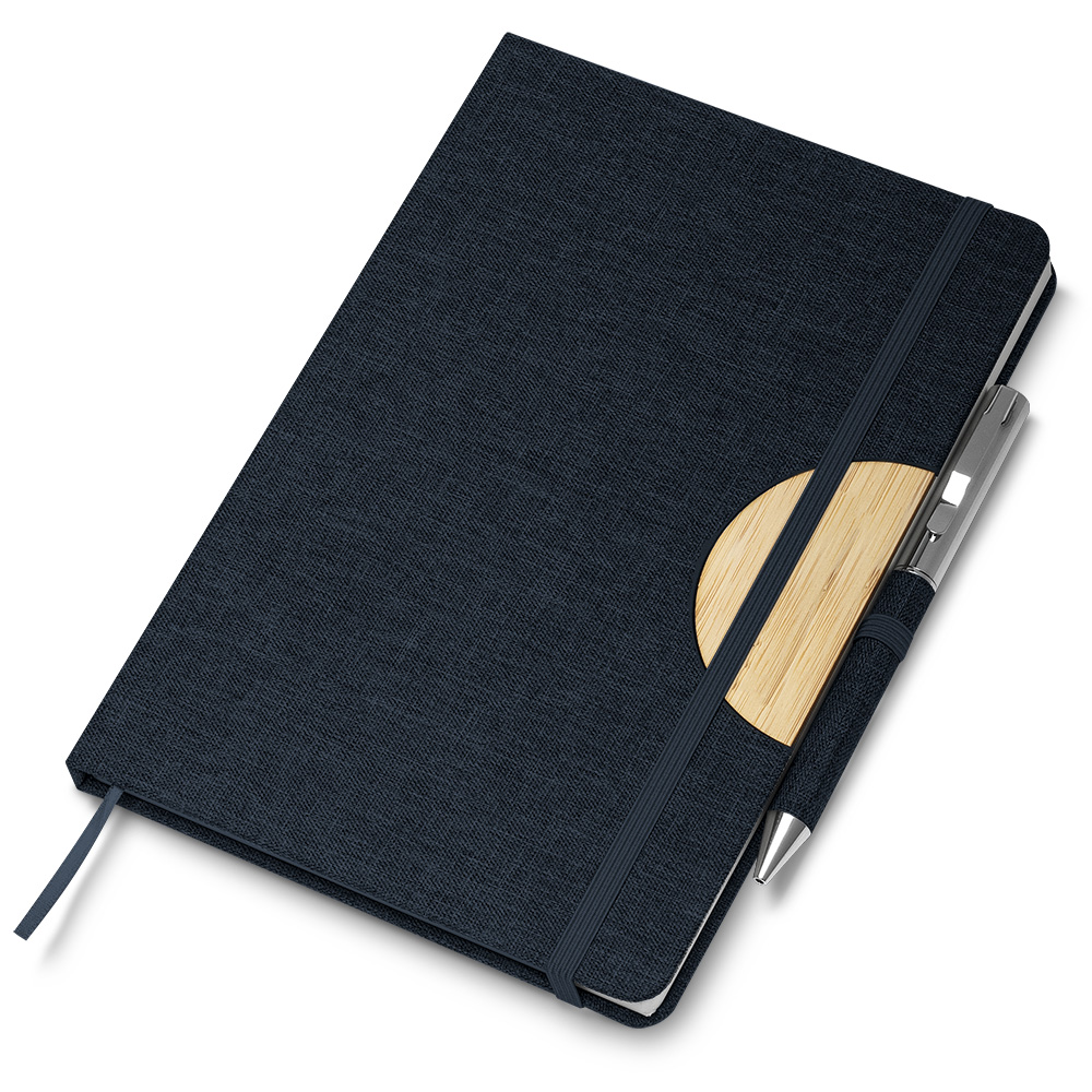 Caderno capa em tecido , com suporte para caneta(não acompanha) 14x21