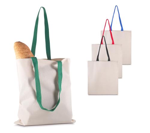 Sacola em Algodão 140g/m² personalizada - (42x38x10cm) alça colorida