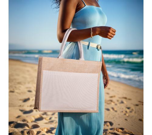 Sacola em Algodão e Juta 220g/m² – Reforçada com Bolso Frontal