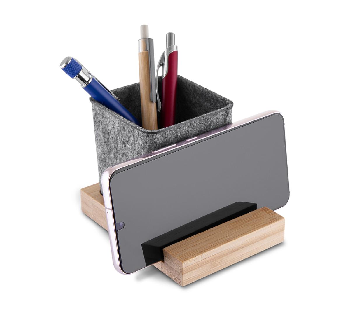 Papelaria Porta canetas Porta canetas e objetos/smartphone em feltro e bambú