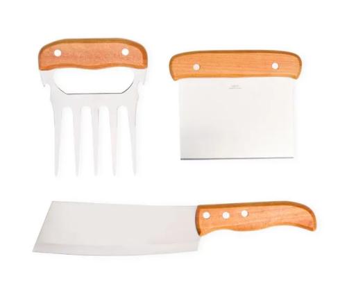 Conjuto de churrasco com Cutelo, Garfo e Espátula - 3 Pçs