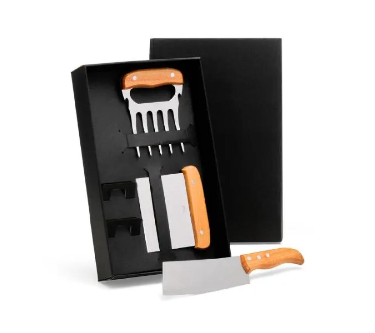 Cozinha e afins Kit churrasco personalizado Conjuto de churrasco com Cutelo, Garfo e Espátula - 3 ...