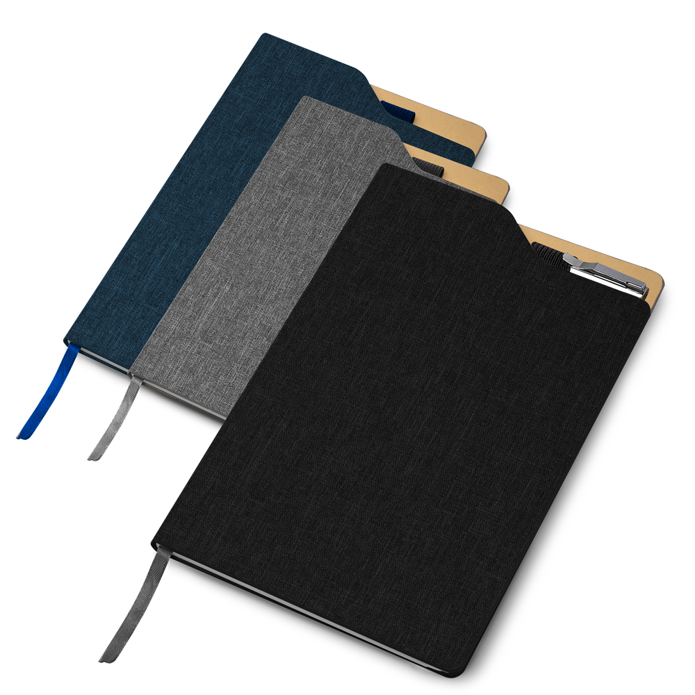   Caderno capa dura em tecido 21x14cm