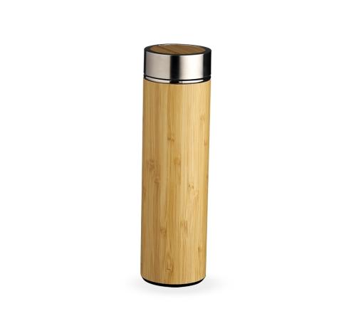 Garrafa térmica em Bambu e inox 500ml