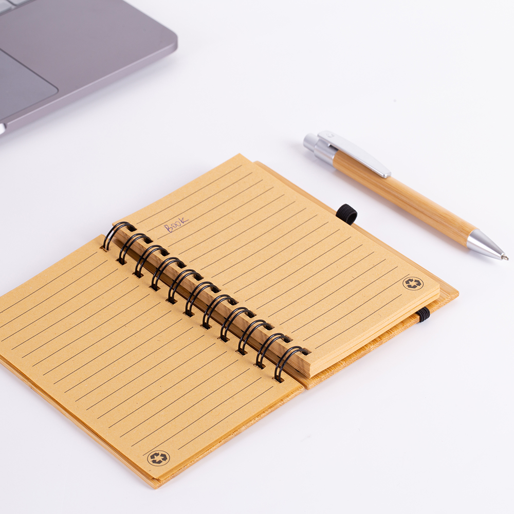 Brinde caderno 14x9 em bambu personalizado