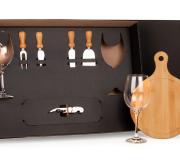   Kit Queijo e Vinho com Tábua Redonda - 8 Pçs