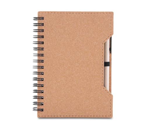 Kit Escritório Caderno capa de papelão reciclado com caneta