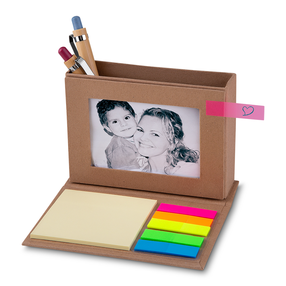Mini Bloco em Papelão Reciclado com Porta-Retrato