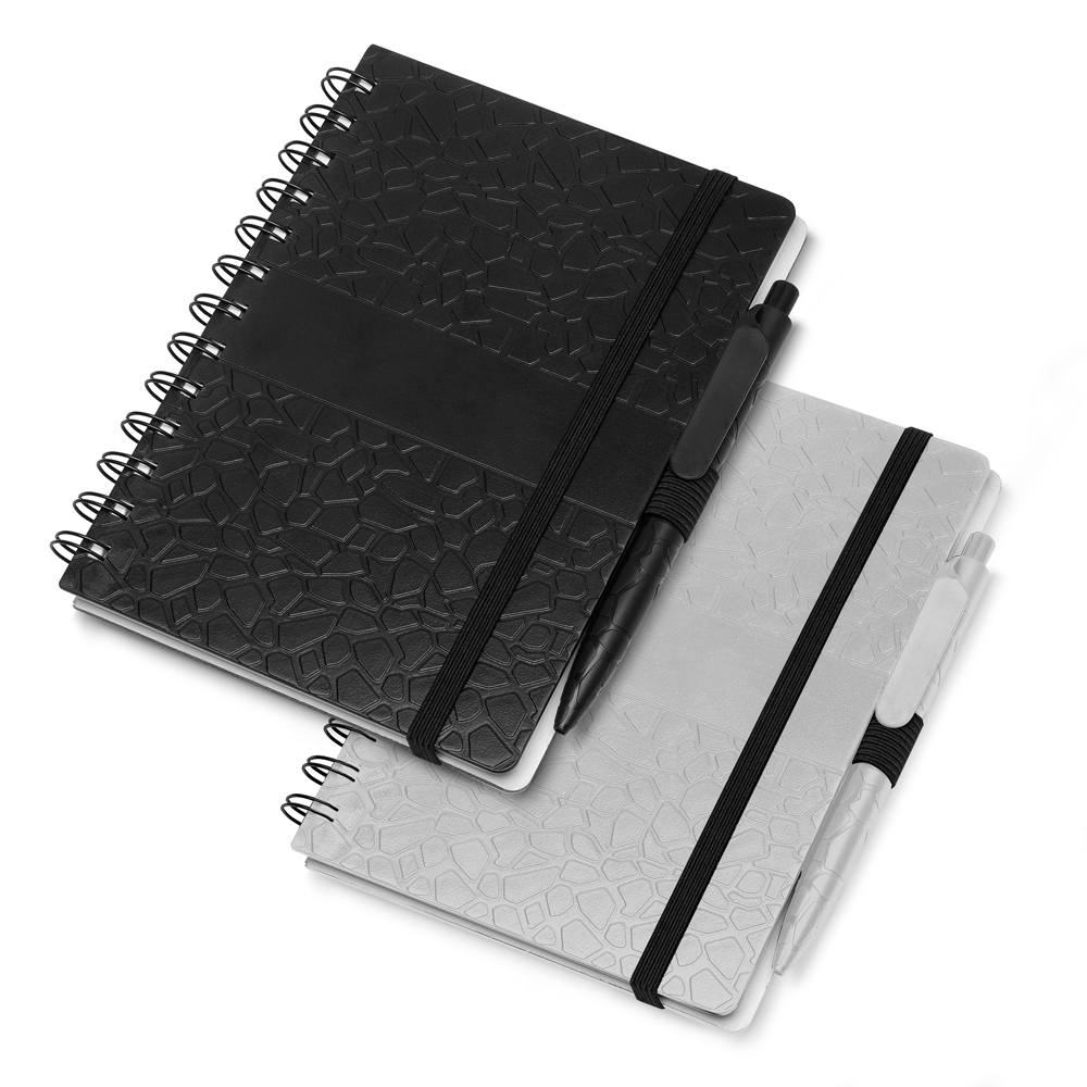 Papelaria Cadernos personalizados Kit Escritório Personalizado – Caderno e Caneta com Textura de Pedra