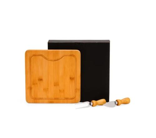 Conjunto para Queijo em Bambu / Madeira / Inox - 3 Pçs