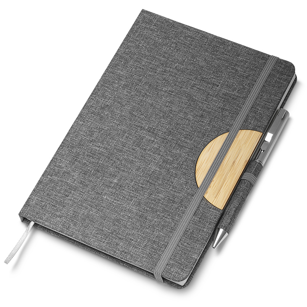 Caderno capa em tecido , com suporte para caneta(não acompanha) 14x21