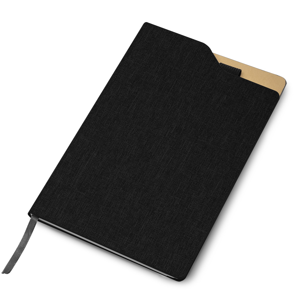 Caderno capa dura em tecido 21x14cm