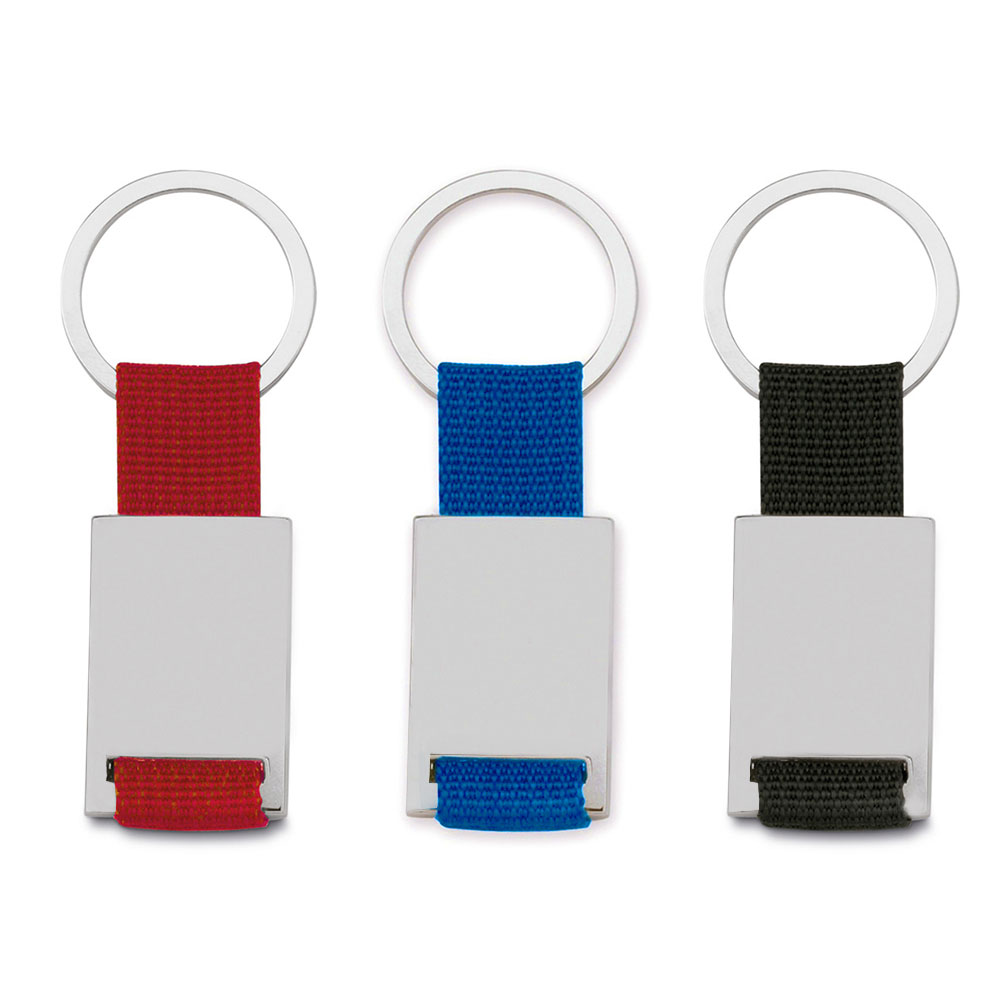   Chaveiro de Metal Retangular com Detalhes em Nylon