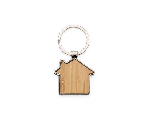 Chaveiro casa em metal e bambu