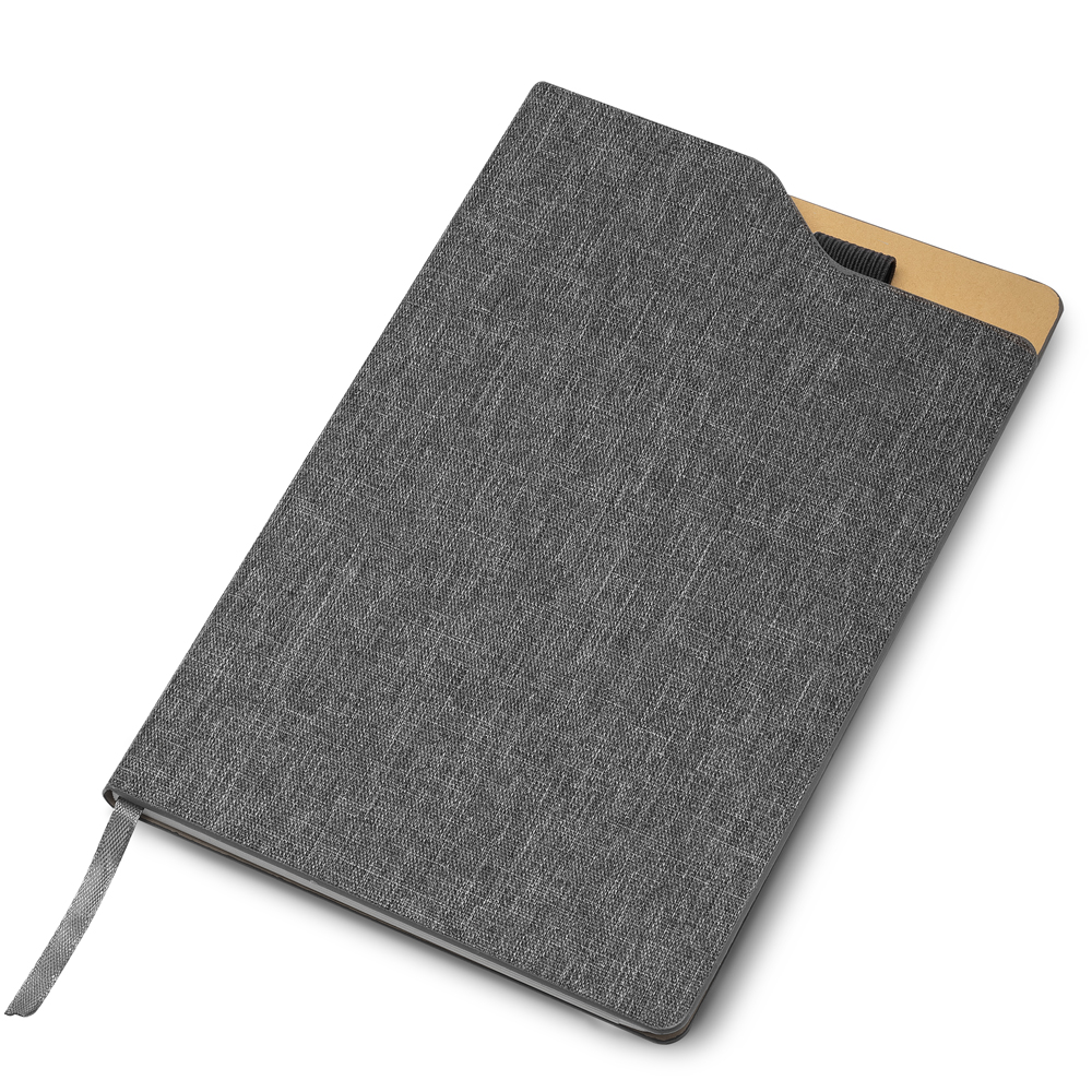 Caderno capa dura em tecido 21x14cm