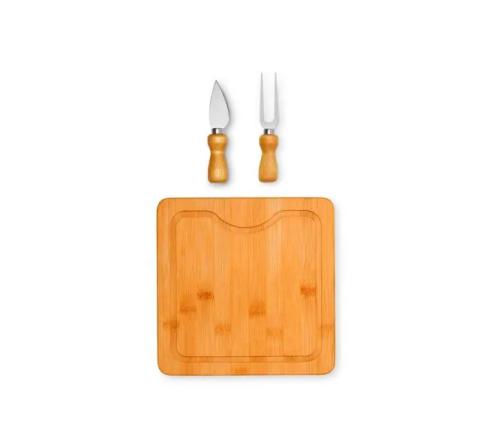 Conjunto para Queijo em Bambu / Madeira / Inox - 3 Pçs