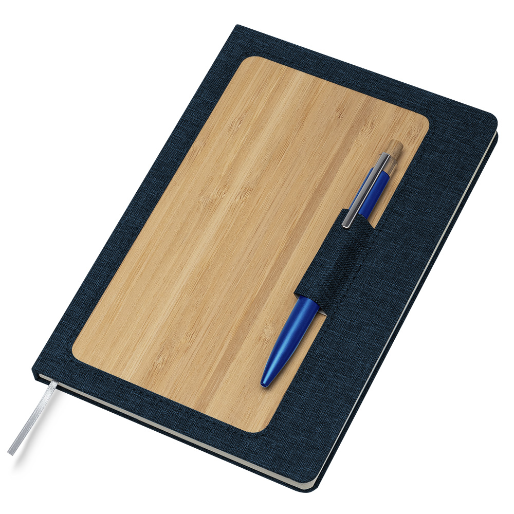 Caderno personalizado com capa em RPET e Bambu