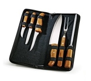 Cozinha e afins Kit churrasco personalizado Brinde kit de facas em bambu 7 pçs FBPB-00203