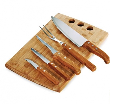 Brinde kit para churrasco em bambu 6 pçs