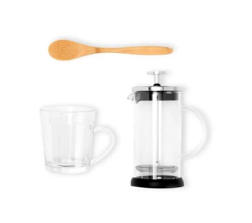 Kit para Café com Prensa Francesa e Caneca - 3 Pçs