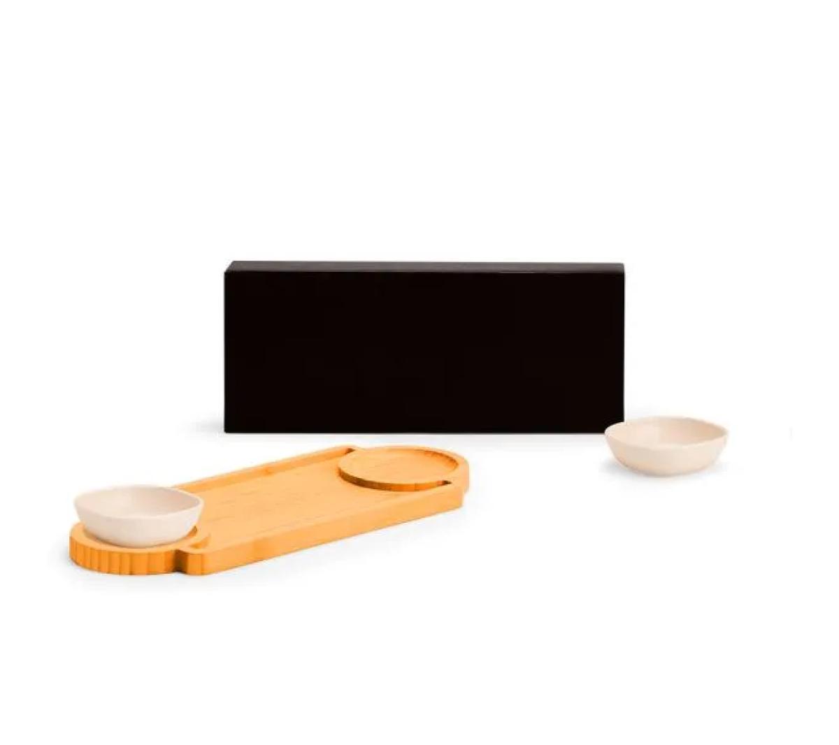 Cozinha e afins Kit petisco personalizado Conjunto para Petiscos em Bambu/fibra de Bambu - 3 Pçs...