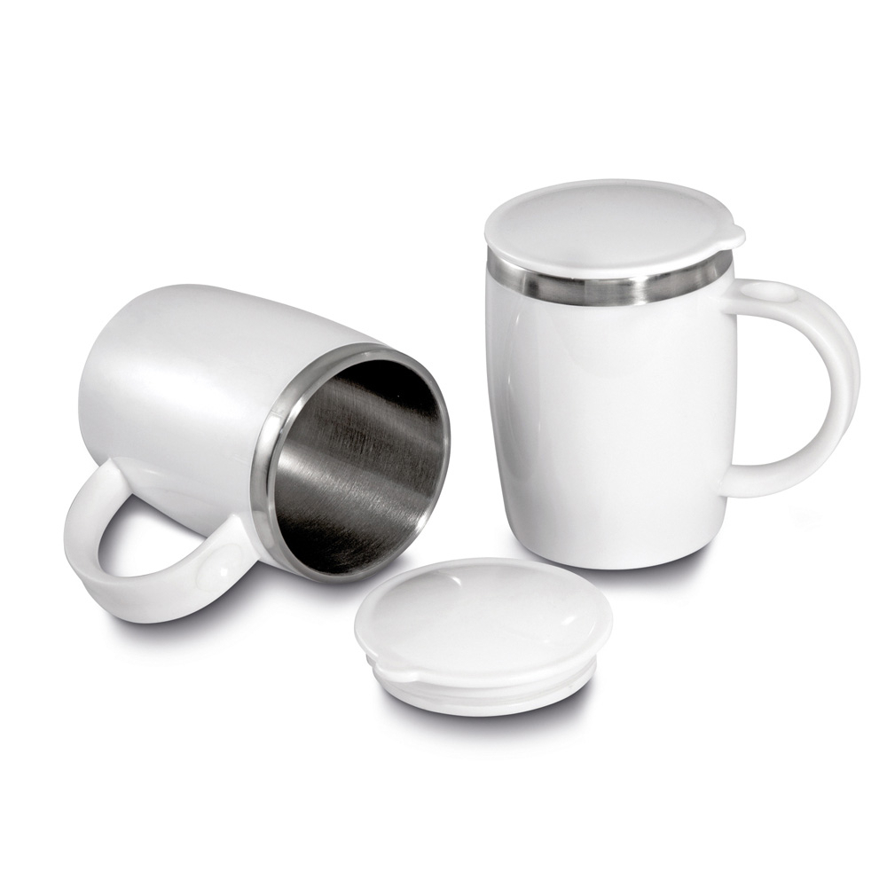   Caneca Plástica com Interior em Inox – 400 ml