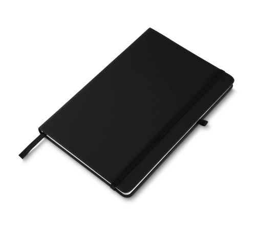 Bloco moleskine 14x21 cm folhas pautadas.
