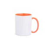   Brinde caneca em cerâmica personalizada interior laranja,