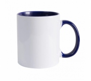   Brinde caneca em cerâmica personalizada, interior azul FBCA-00340AE