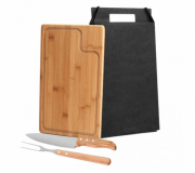 Cozinha e afins Kit churrasco personalizado Brinde conjunto para churrasco em bambu e inox  FBMB-04093