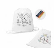   Brinde mochila tipo saco para colorir