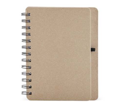 Caderno capa kraft com porta caneta 17x13cm