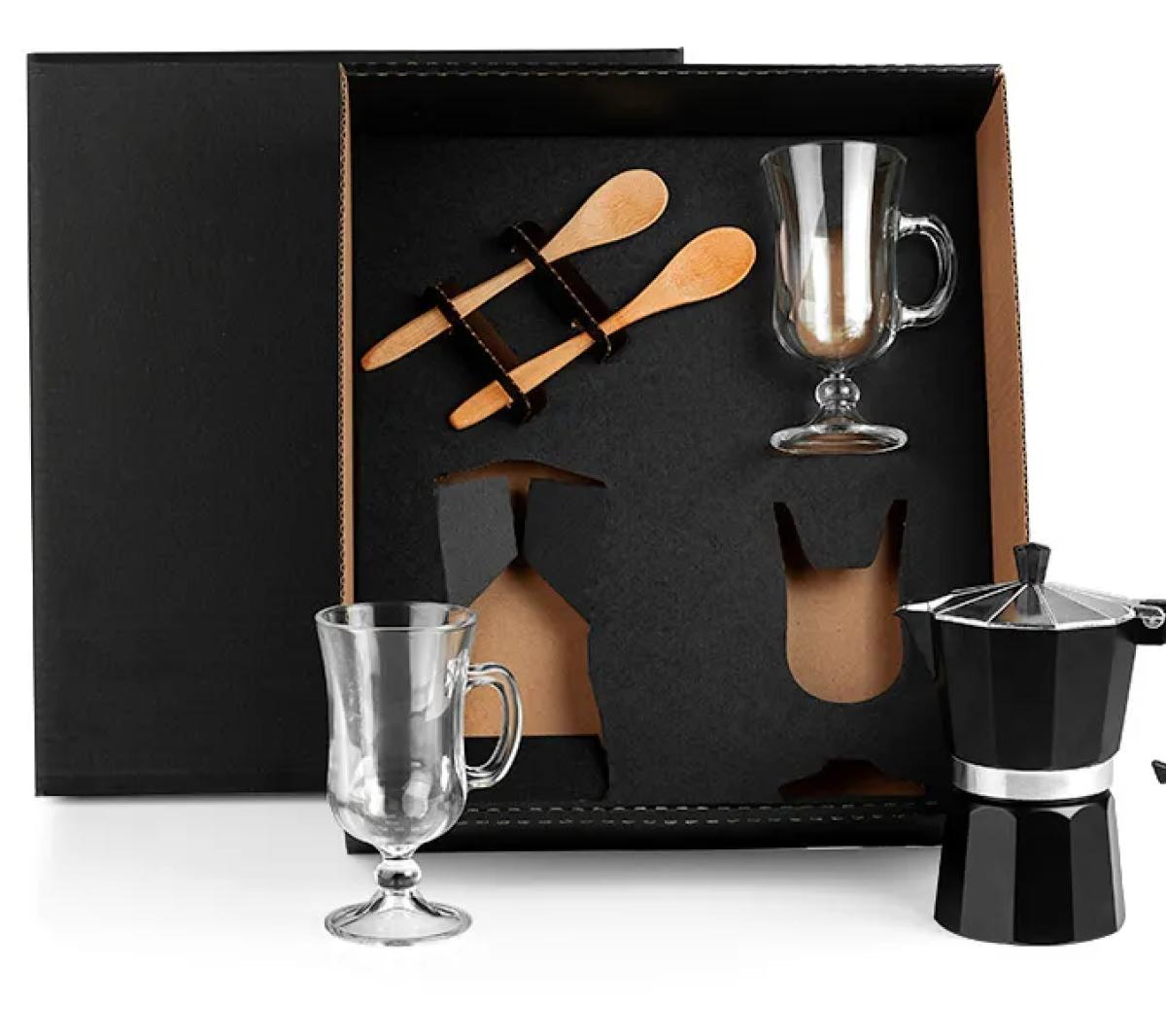 Cozinha e afins Kit café personalizado Brinde Kit para Café com Cafeteira Italiana - 5 Pçs personalizado FBKT-90234