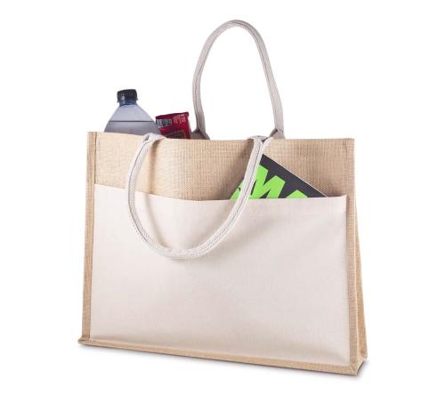 Sacola em Algodão e Juta 220g/m² – Reforçada com Bolso Frontal