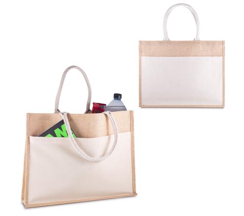 Sacola em Algodão e Juta 220g/m² – Reforçada com Bolso Frontal