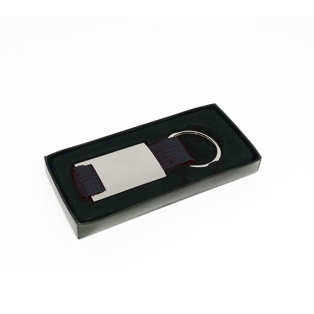 Chaveiro de Metal Retangular com Detalhes em Nylon